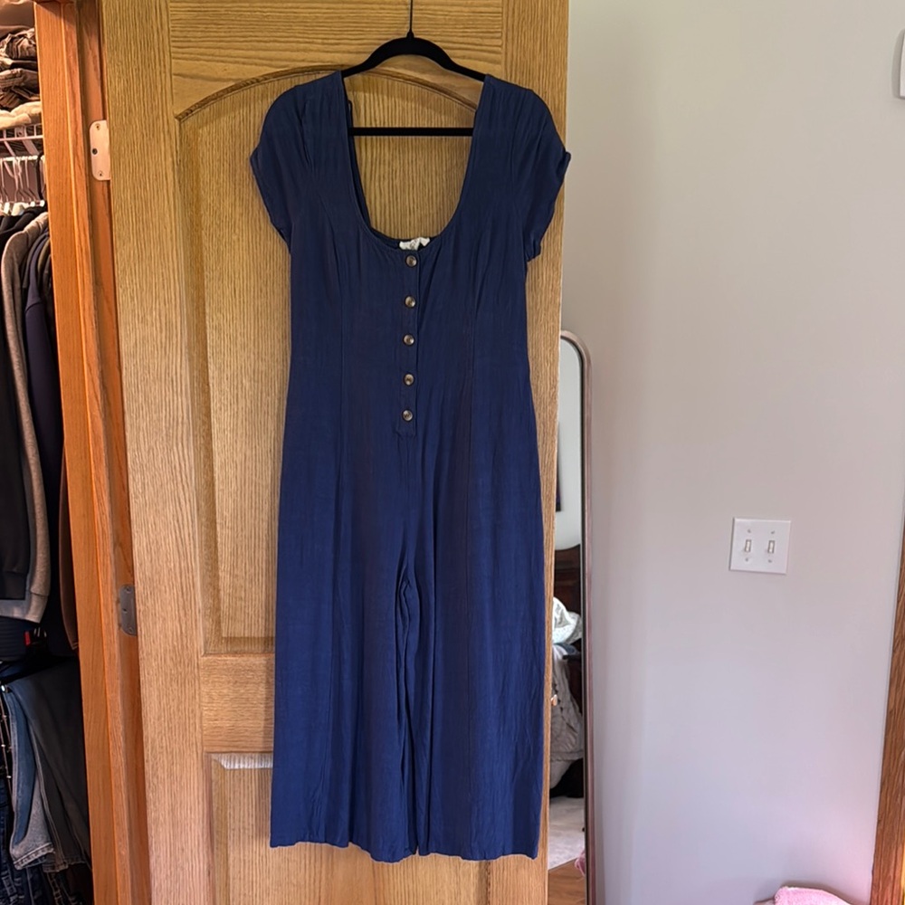 Blue Women's Cropped Romper